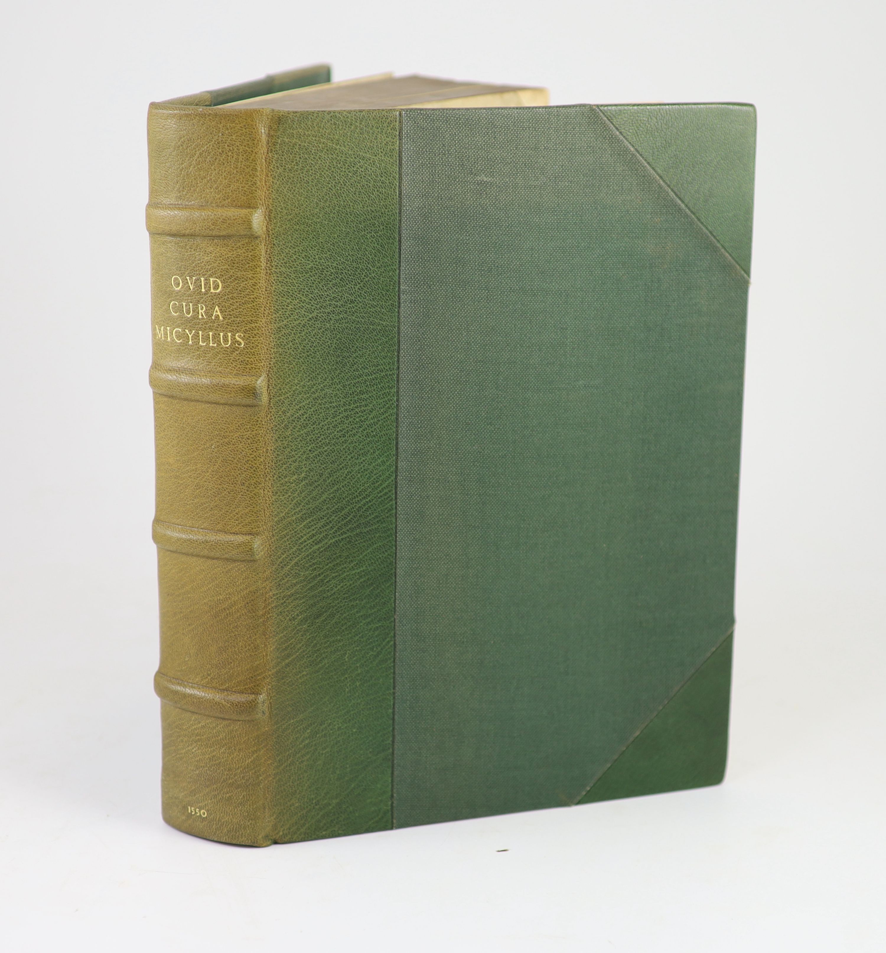 [OVID - Fastorum Libri VI. Tristium V. De Ponto IIII. In Ibin.....] ie. lacks title. historiated and decorated initials; (6), 793 and (10) pp.; newly rebound green half morocco and cloth, gilt lettered panelled spine, fo